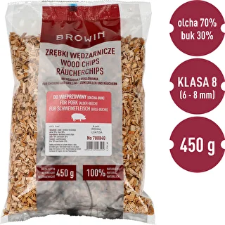 Zrębki do wędzenia/grillowania mix olcha + buk, 450 g, kl. 8 – zdjęcie 3