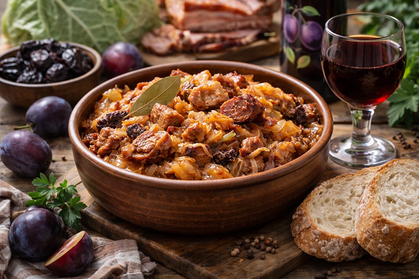 Bigos domowy z winem śliwkowym
