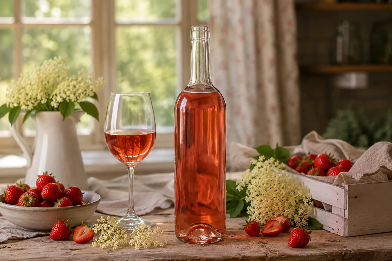 Wino truskawkowe z nutą kwiatów czarnego bzu