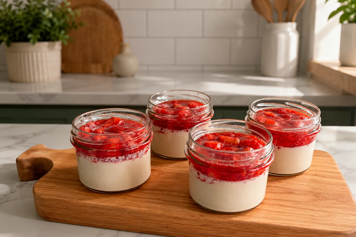 Wegańska Panna Cotta z truskawkami