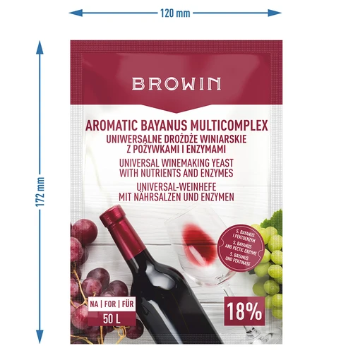 Aromatic Bayanus Multicomplex zestaw startowy do wina, 40 g - 4 ['drożdże bayanus', ' bayanusy', ' drożdże winiarskie', ' wino 18%', ' drożdże +pożywka', ' do win owocowych', ' na 50 l wina', ' przepis na wino', ' fermentacja w miazdze', ' mocne wino', ' pektoenzym']