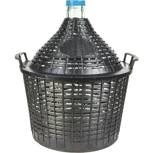 Balon do wina 15 L w koszu plastikowym  - 1 ['gąsior', ' butla na wino', ' balon na wino', ' do piwa', ' do fermentacji', ' domowe wino', ' szklany balon do wina', ' do nalewek', ' do miodów pitnych']