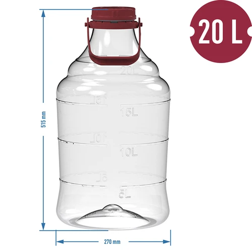 Balon do wina lekki, nietłukący z uchwytem, 20 L - 6 ['pojemnik fermentacyjny', ' naczynie fermentacyjne', ' w czym fermentować', ' balon do wina', ' balon do piwa', ' do fermentacji', ' balon szerokootworowy', ' balon pet', ' balon plastikowy', ' balon nietłukący', ' balon na wino', ' winiarska nowość']