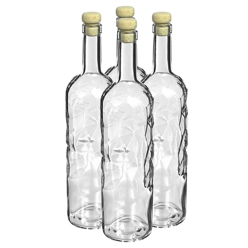 Butelka Kraina Lodu 1000 ml z korkiem, 4 szt.  - 1 ['butelka szklana', ' butelka na alkohol', ' butelka ozdobna', ' butelka 1 l', ' butelka na wino', ' butelka do wina', ' butelka do nalewek', ' butelka do soków', ' na prezent', '']