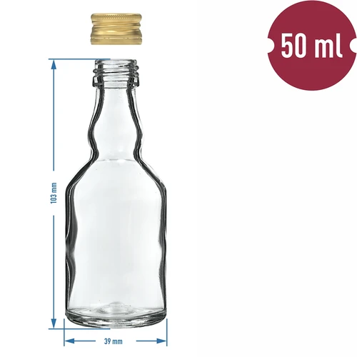 Butelka Maluch 50 ml z zakrętką - 10 szt. - 6 ['butelka szklana 50 ml', ' buteleczka 50 ml', ' małe butelki', ' mała buteleczka', ' szklane butelki 50 ml', ' szkło ozdobne', ' butelka maluch z zakrętką', ' buteleczki z zakrętkami']