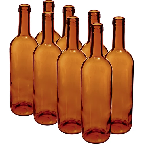 Butelka na wino 0,75 L brązowa - zgrzewka 8szt.  - 1 ['butelka 750ml', ' butelka na wino', ' butelka do wina', ' butelki do wina', ' butelki po winie', ' szklana butelka ', ' butelka na korek', ' butelki 0', '7', ' butelki brązowe na wino']