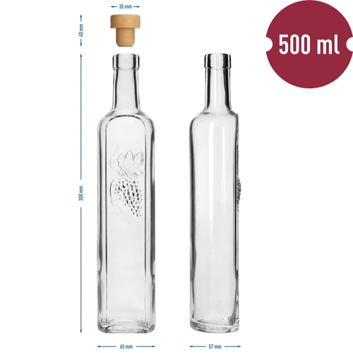 Butelka NieWINNA 500 ml z korkiem - 2 ['butelka na nalewkę', ' butelka dekoracyjna', ' butelka z winogronem', ' butelka na wino', ' butelka na miód pitny', ' butelka na oliwę', ' butelka na olej', ' butelka z korkiem', ' butelka 500 ml', ' butelka ozdobna', ' butelka na prezent']