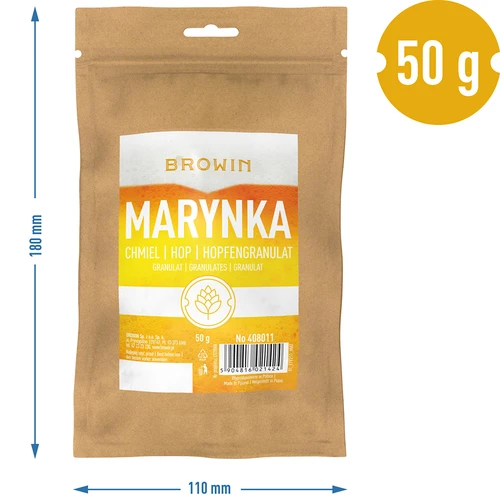 Chmiel Marynka - granulat 50g - 6 ['chmielenie piwa', ' chmiel do piwa', ' chmiel alfa kwasy', ' piwo', ' domowe piwo', ' robię piwo', ' jak zrobić piwo', ' jaki chmiel do piwa', ' jaki chmiel wybrać', ' chmiel w granulacie', ' granulat chmielowy', ' chmiel marynka']