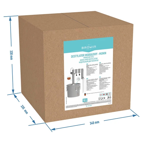 Destylator modułowy 18 L Munin - 14 ['zestaw do destylacji', ' destylator stal nierdzewna', ' aparat destylacyjny', ' destylator do wody', ' woda destylowana', ' sprężynki pryzmatyczne', ' destylator browin', ' olejki eteryczne', ' destylatory alkoholowe', ' chłodnica dwa odstojniki']