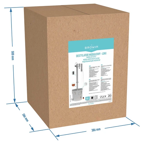 Destylator modułowy 30 L Loki - elektryczny - 21 ['zestaw do destylacji', ' destylator stal nierdzewna', ' destylator elektryczny', ' aparat destylacyjny', ' destylator do wody', ' woda destylowana', ' sprężynki pryzmatyczne', ' destylator browin', ' olejki eteryczne', ' destylatory alkoholowe', ' chłodnica z odstojnikiem']
