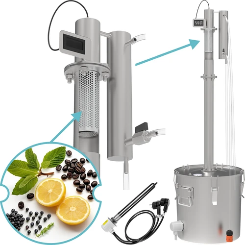 Destylator modułowy do aromatyzacji destylatów 30 L - elektryczny - 2 ['destylator eklektryczny', ' destylator browin', ' aromatyzacja alkoholi', ' aromatyzator', ' gin', ' absynt', ' do alkoholi owocowych', ' olejki eteryczne', ' destylator do ziół', ' destylator do aromatyzacji']