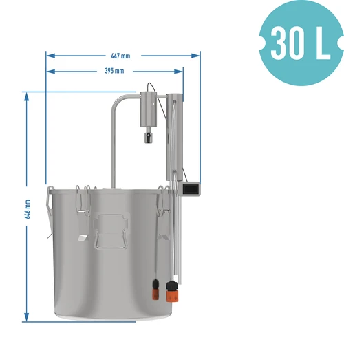 Destylator ze stali nierdzewnej 30 L - 8 ['zestaw do destylacji', ' destylator modułowy', ' odstojnik', ' chłodnica', ' jak destylować', ' destylator 30 L', ' pot still']