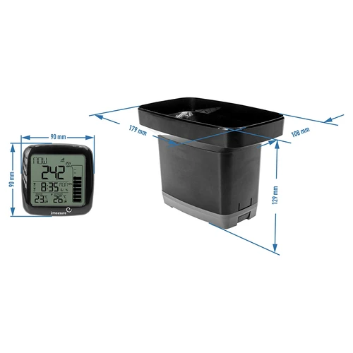 Deszczomierz i elektroniczna stacja pogodowa - bezprzewodowa, czarna - 11 ['pomiar deszczu', ' pomiar opadów', ' bezprzewodowa stacja pogody', ' miernik opadów', ' elektroniczna stacja pogody', ' deszczomierz elektroniczny']