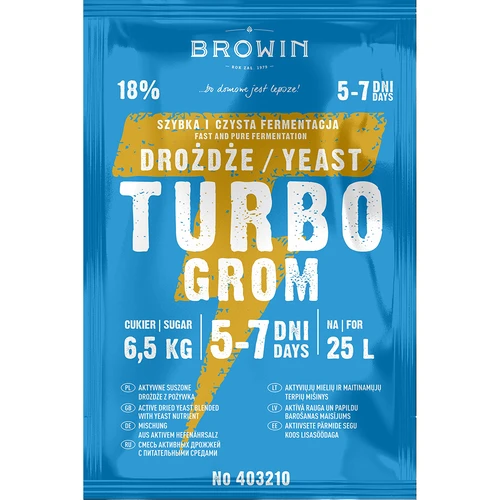 Drożdże gorzelnicze Turbo Grom 5-7 dni - 2 ['drożdże do alkoholu', ' drożdże do spirytusu', ' drożdże do bimbru', ' drożdże do samogonu', ' drożdże do księżycówki', ' bimber', ' samogon', ' księżycówka']