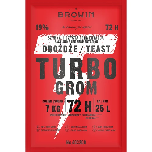 Drożdże gorzelnicze Turbo Grom 72h - 2 ['drożdże do alkoholu', ' drożdże do spirytusu', ' drożdże do bimbru', ' drożdże do samogonu', ' drożdże do księżycówki', ' bimber', ' samogon', ' księżycówka']