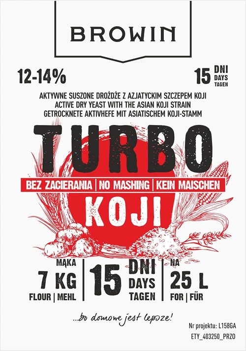 Drożdże gorzelnicze Turbo Koji, 50 g (bez zacierania!) - 5 ['drożdże Koji', ' grzybek Koji', ' żytniówka', ' wódka ziemniaczana', ' zacieranie na zimno', ' drożdże do alkoholu', ' drożdże do bimbru', ' drożdże gorzelnicze', ' bez zacierania', ' drożdże do zboża', ' do whiskey', ' drożdże do whisky']