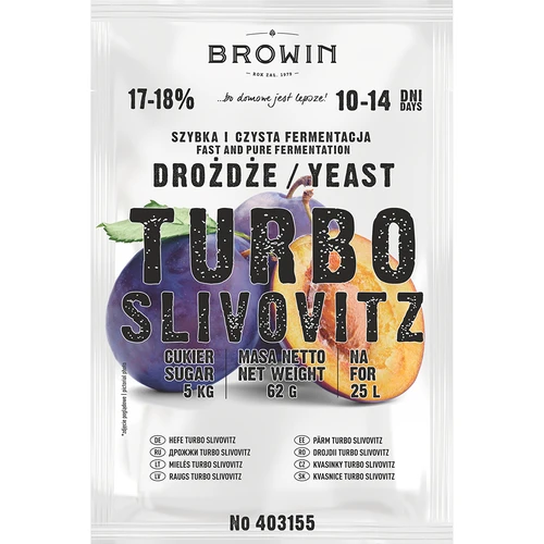 Drożdże gorzelnicze Turbo Slivovitz - 2 ['turbo drożdże', ' drożdże do bimbru', ' drożdże na bimber', ' drożdże do śliwowicy', ' śliwowica', ' do nastawów owocowych', ' nastaw owocowy']