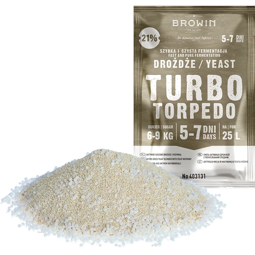 Drożdże gorzelnicze Turbo Torpedo 5-7 dni 21% 100g - 4 ['drożdże turbo', ' drożdże gorzelnicze', ' drożdże do alkoholu', ' do nastawów owocowych', ' drożdże do ziemniaków', ' drożdże do 21%', ' do bimbru', ' drożdże mocne', ' destylacja', ' do nastawów wysokoprocentowych', ' drożdże browin', ' drożdże do whiskey', ' drożdże do wódki z ziemniaków', ' alkohole domowe']