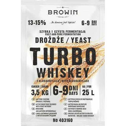 Drożdże gorzelnicze Turbo Whiskey - 2 ['drożdże do alkoholu', ' drożdże do spirytusu', ' drożdże do bimbru', ' drożdże do samogonu', ' drożdże do księżycówki', ' bimber', ' samogon', ' księżycówka', ' domowe whiskey', ' domowe whisky', ' black weekend']