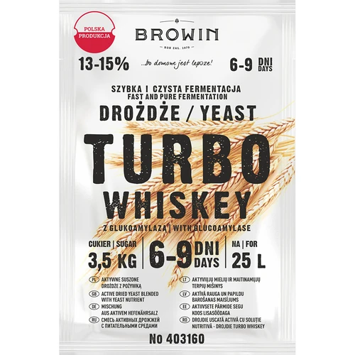 Drożdże gorzelnicze Turbo Whiskey  - 1 ['drożdże do alkoholu', ' drożdże do spirytusu', ' drożdże do bimbru', ' drożdże do samogonu', ' drożdże do księżycówki', ' bimber', ' samogon', ' księżycówka', ' domowe whiskey', ' domowe whisky', ' black weekend']