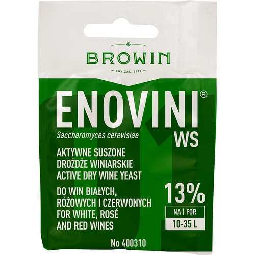 Drożdże winiarskie Enovini® WS, 7 g  - 1 ['drożdże enovini', ' aktywne suszone drożdże winiarskie', ' drożdże winne', ' drożdże do wina', ' drożdże winiarskie suszone', ' drożdże suszone', ' drożdże suszone do wina', ' drożdze do wina białego', ' drożdże do wina różowego', ' drożdże do wina czerwonego']