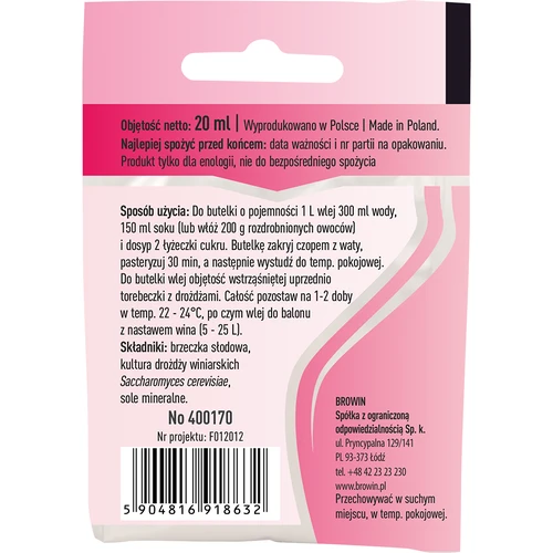 Drożdże winiarskie Sherry, 20 ml - 2 ['drożdże sherry', ' drożdże winne', ' drożdże do wina', ' drożdże winiarskie w płynie', ' drożdże w płynie', ' drożdże w płynie do wina', ' drożdże do wina białego']