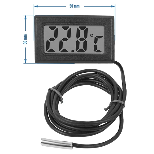 Elektroniczny termometr z sondą - 2 ['termometr elektroniczny', ' termometr do terrarium', ' termometr do destylatora', ' termometr do 110°C', ' wodoodporna sonda', ' termometr bioterm']
