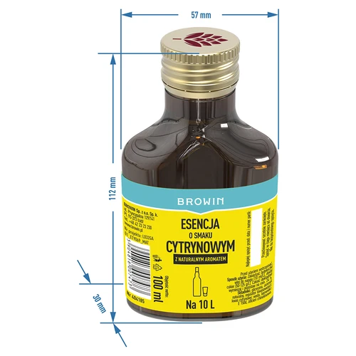 Esencja o smaku cytrynowym z naturalnym aromatem na 10 L - 100 ml - 6 ['cytrynówka', ' likier cytrynowy', ' nalewka cytrynowa', ' esencja Strands', ' zaprawka BROWIN', ' esencje do bimbru', ' esencje do alkoholu', ' esencja 100 ml']