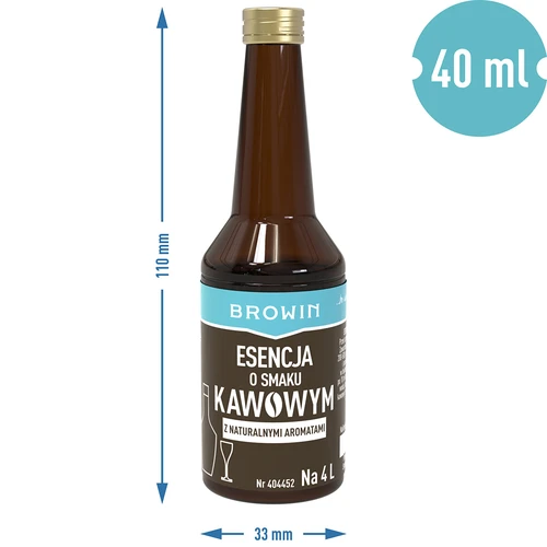 Esencja o smaku kawowym z naturalnymi aromatami na 4 L - 40 ml - 7 ['zaprawka do alkoholu', ' aromat do alkoholu', ' do wódki', ' alkohole domowe', ' aromat kawowy', ' kawa', ' esencja kawowa', ' zaprawka kawowa', ' zaprawka Kaffelikor', ' esencja kawa', ' esencje do bimbru', ' naturalny aromat', ' naturalne aromaty']