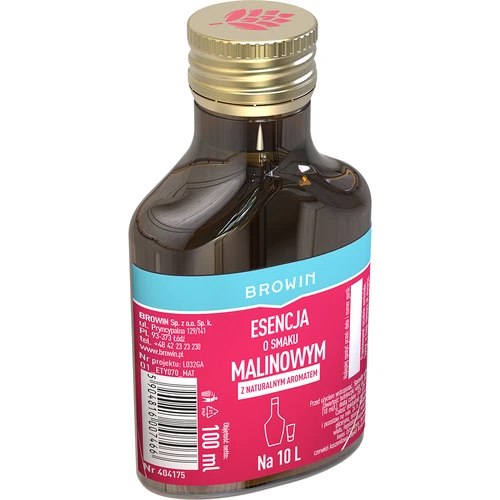 Esencja o smaku malinowym z naturalnym aromatem na 10 L - 100 ml - 2 ['esencja malinowa', ' aromat malinowy', ' zaprawka o smaku malinowym', ' nalewka malinowa', ' nalewka z malin', ' likier malinowy', ' wódka malinowa', ' esencje do bimbru', ' esencja 100 ml']