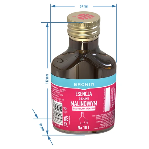 Esencja o smaku malinowym z naturalnym aromatem na 10 L - 100 ml - 6 ['esencja malinowa', ' aromat malinowy', ' zaprawka o smaku malinowym', ' nalewka malinowa', ' nalewka z malin', ' likier malinowy', ' wódka malinowa', ' esencje do bimbru', ' esencja 100 ml']