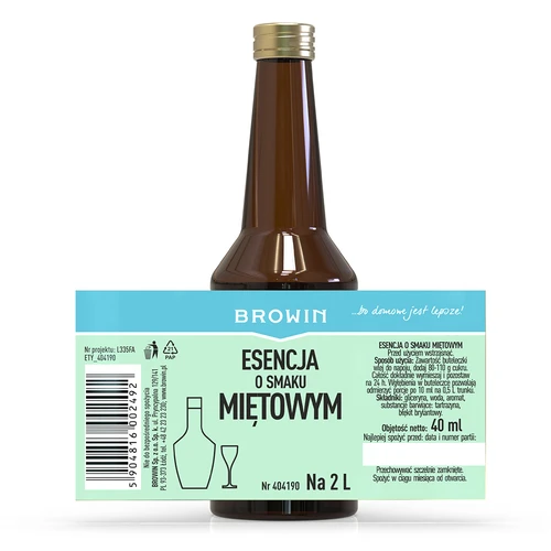 Esencja o smaku miętowym na 2 L - 40ml - 4 ['zaprawka do alkoholu', ' do wódki aromat', ' do alkoholu', ' esencja smakowa do alkoholu', ' esencja smakowa do wódki', ' esencja mięta', ' zaprawka miętowa', ' esencja miętowa', ' zaprawka mięta', ' esencja smakowa mięta', ' esencja smakowa miętowa', ' wódka miętówka', ' esencje do bimbru', ' esencja gold']