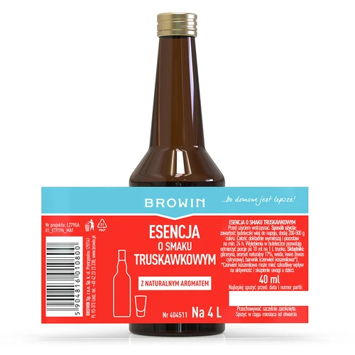 Esencja o smaku truskawkowym, 40 ml - 4 ['esencja truskawkowa', ' aromat truskawkowy', ' zaprawka o smaku truskawkowym', ' nalewka truskawkowa', ' nalewka z truskawek', ' likier truskawkowy', ' wódka truskawkowa', ' esencja browin', ' esencja strands', ' zaprawka browin', ' esencje do bimbru']