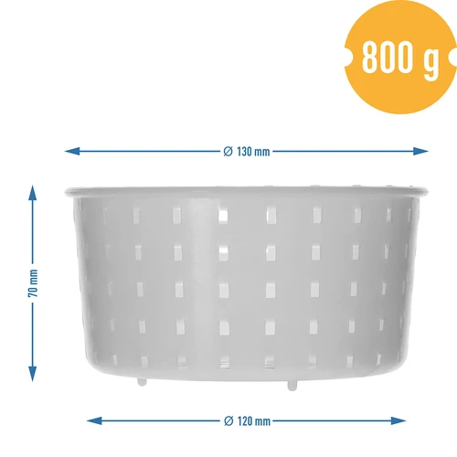 Forma serowarska okrągła Ø 13 x 7 cm na 800 g - 7 ['forma serowarska', ' forma walec', ' ser', ' ser domowy', ' formowanie sera', ' domowy ser', ' forma serowarska', ' foremka do sera', ' serowarstwo', ' jak zrobić ser', ' do sera', ' ser podpuszczkowy']