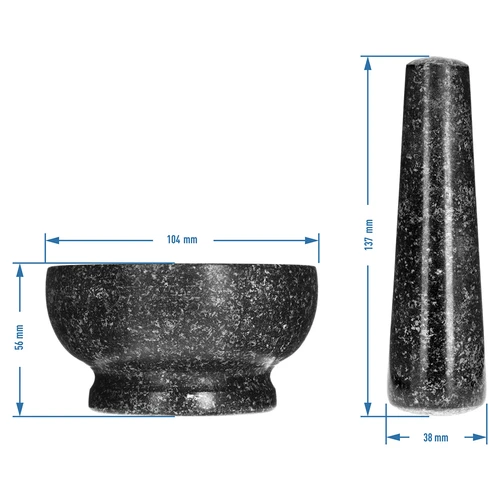 Granitowy moździerz kuchenny - 10cm - 9 ['możdzierz z granitu', ' moździerz w tłuczkiem', ' moździerz kamienny', ' moździerz z kamienia', ' moździerz kuchenny', ' moździerz do ziół']