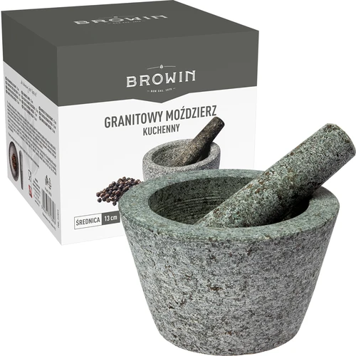 Granitowy moździerz kuchenny - 13cm - 7 ['możdzierz z granitu', ' moździerz w tłuczkiem', ' moździerz kamienny', ' moździerz z kamienia', ' moździerz kuchenny', ' moździerz do ziół']