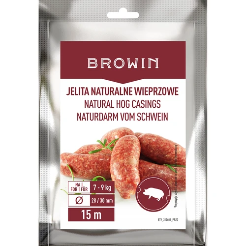 Jelita naturalne wieprzowe - kaliber 28/30mm, 15m  - 1 ['do domowej kiełbasy', ' jelita do białej kiełbasy', ' zrób to sam', ' domowa kiełbasa', ' DO KIEŁBASY WĘDZONEJ', ' DO KIEŁBASY PARZONEJ']