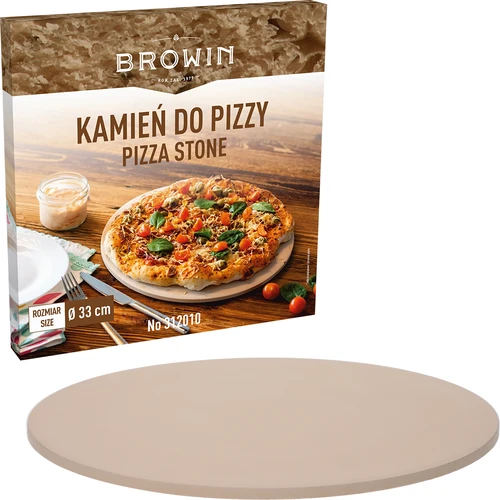 Kamień do pizzy okrągły, wykonany z kordierytu, średnica 33 cm - 5 ['do pieczenia pizzy', ' kamień do pizzy ceramiczny', ' kamień do pizzy z ceramiki', ' włoska pizza', ' do pieczenia chleba', ' na prezent', ' okrągły kamień do pizzy']