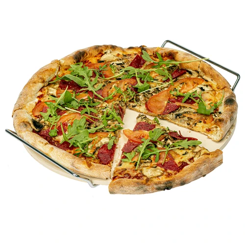 Kamień do pizzy z uchwytem i nożykiem, z kordierytu, okrągły 33 cm - 5 ['prezent', ' pizza domowa', ' do pieczenia pizzy', ' do serwowania pizzy', ' do pieczenia chleba', ' do pieczenia bułeczek']