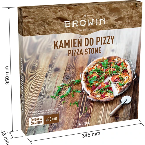 Kamień do pizzy z uchwytem i nożykiem, z kordierytu, okrągły 33 cm - 9 ['prezent', ' pizza domowa', ' do pieczenia pizzy', ' do serwowania pizzy', ' do pieczenia chleba', ' do pieczenia bułeczek']