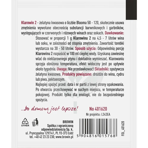 Klarowin 2 - środek klarujący - 2 ['środek do klarowania wina', ' klarowin do wina', ' do klarowania wina', ' akcesoria do winiarstwa', ' domowe wino']