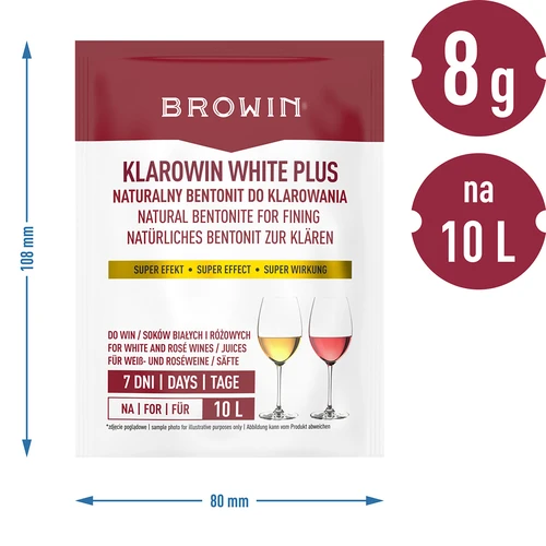 Klarowin White Plus - środek klarujący 8 g - 5 ['środek do klarowania wina', ' środek klarujący', ' klarowin do wina', ' do klarowania wina', ' akcesoria do winiarstwa', ' domowe wino', ' wino białe', ' wino różowe', ' do klarowania soków', ' klarowanie soków']