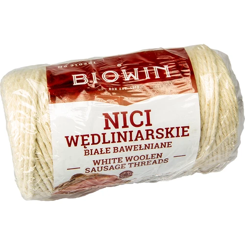 Nici wędliniarskie bawełniane białe (240°C) 55 m - 2 ['nici do wędlin', ' nici do mięs', ' sznurek wędliniarski', ' sznurek do wędlin', ' sznurek do wiązania mięs', ' do pieczenia', ' do wędzenia', ' do peklowania', ' do parzenia', ' do obwiązywania wędlin']