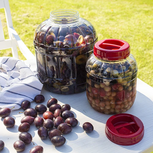 Nietłukący, wielofunkcyjny słoik do fermentacji, 5 L - 4 ['słoik nietłukący', ' słoik plastikowy', ' słoik z tworzywa', ' słoik na wino', ' słoik na cydr', ' do fermentowania wina', ' słoik z rurką fermentacyjną', ' słoik 5L']