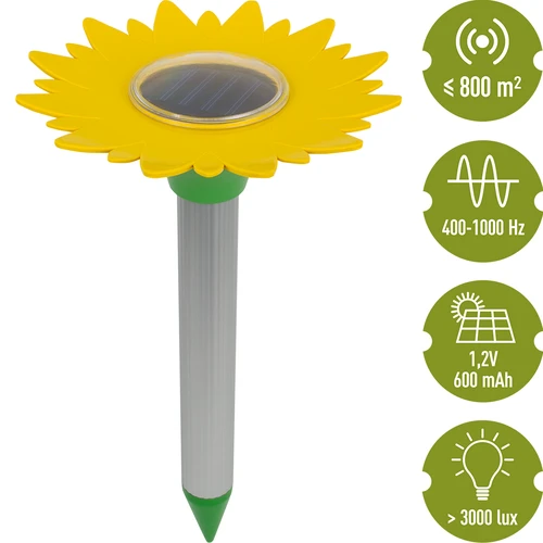 Odstraszacz kretów, solarny - kwiat - 6 ['odstraszacz solarny', ' na krety', ' przeciw kretom', ' ochrona ogrodu', ' na ryjówki', ' jak pozbyć się kreta', ' odstraszacz kwiatek']