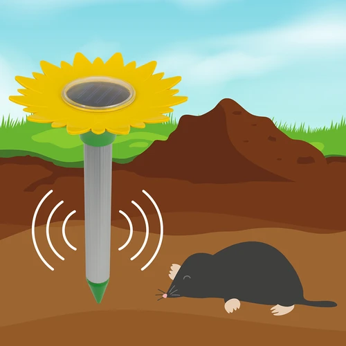 Odstraszacz kretów, solarny - kwiat - 5 ['odstraszacz solarny', ' na krety', ' przeciw kretom', ' ochrona ogrodu', ' na ryjówki', ' jak pozbyć się kreta', ' odstraszacz kwiatek']