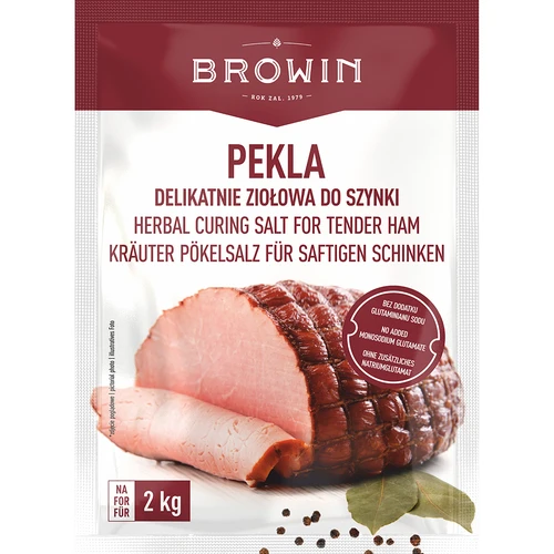 Pekla delikatnie ziołowa do szynki, 75 g  - 1 ['pekla', ' peklowanie', ' pekla do szynki', ' pekla do mięsa', ' peklosól', ' zalewa do peklowania mięsa', ' zalewa do peklowania mięsa przepis', ' peklowanie na sucho', ' sól do peklowania']