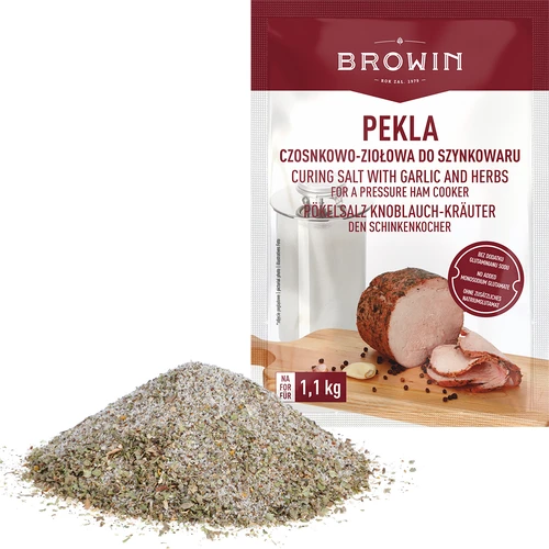 Peklosól Pekla czosnkowo-ziołowa do szynkowaru, 100 g - 3 ['pekla', ' peklowanie', ' pekla do szynki', ' pekla do szynkowaru', ' pekla do mięsa', ' peklosól', ' zalewa do peklowania mięsa', ' zalewa do peklowania mięsa przepis', ' peklowanie na sucho', ' sól do peklowania']