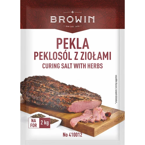 Peklosól z ziołami "Pekla" - 70 g  - 1 ['do peklowania', ' do szynki', ' do szynek', ' wędliniarstwo', ' zalewa peklująca', ' domowa szynka', ' do wędzenia', ' do pieczenia']