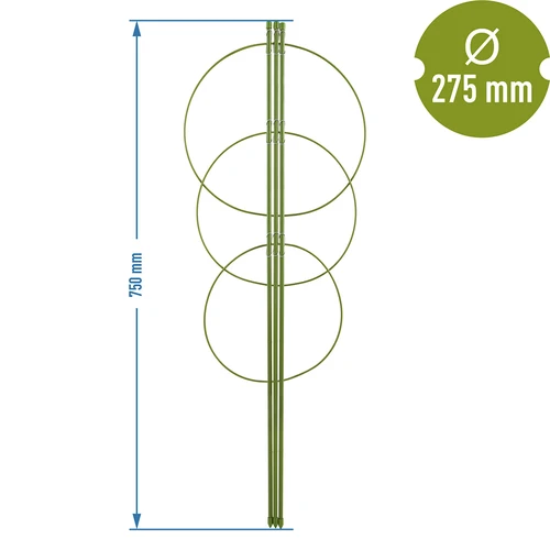 Podpora pierścieniowa do roślin 3 pierścienie 0,7m - 2 ['podpora do roślin', ' podpora pierścieniowa do krzewów', ' podpora ogrodowa', ' podpora na róże', ' pergola ogrodowa', ' obejma do roślin', ' podpórka do roślin', ' podpora kwiatowa', ' podpora do roślin doniczkowych', ' podpora do hortensji', ' podpora do borówek', ' podpora do roślin pnących', ' podpora zielona', ' podpora do roślin ciemnozielona', ' podpora do roślin stalowa z pierścieniami']